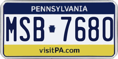 PA license plate MSB7680
