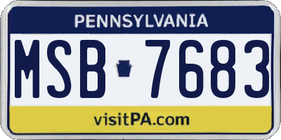 PA license plate MSB7683