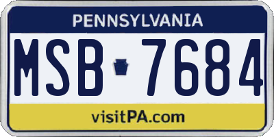 PA license plate MSB7684