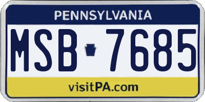 PA license plate MSB7685