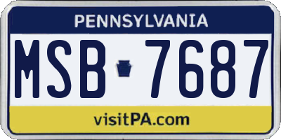 PA license plate MSB7687