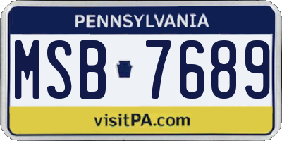 PA license plate MSB7689