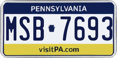 PA license plate MSB7693