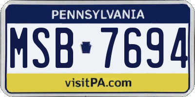 PA license plate MSB7694