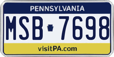 PA license plate MSB7698