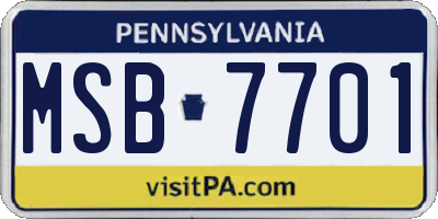 PA license plate MSB7701