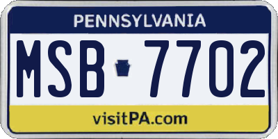 PA license plate MSB7702