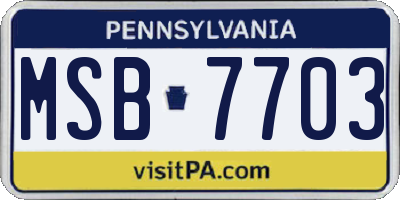 PA license plate MSB7703