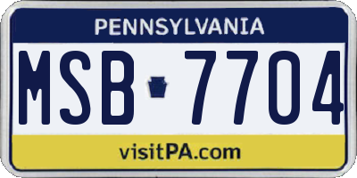 PA license plate MSB7704