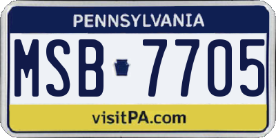 PA license plate MSB7705