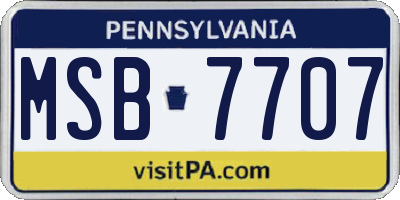 PA license plate MSB7707