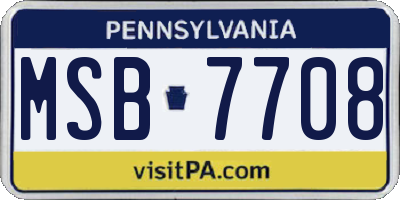 PA license plate MSB7708