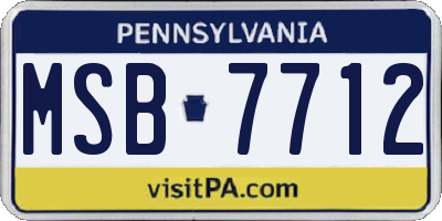 PA license plate MSB7712