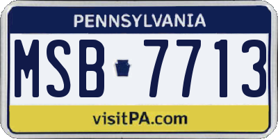 PA license plate MSB7713