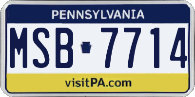 PA license plate MSB7714