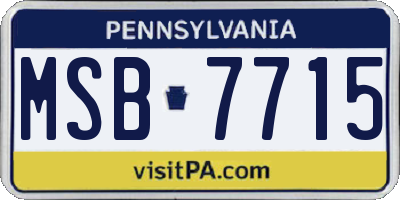PA license plate MSB7715