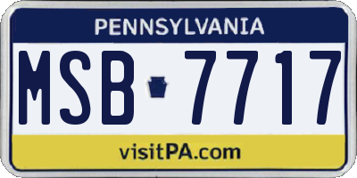 PA license plate MSB7717