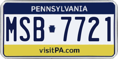 PA license plate MSB7721