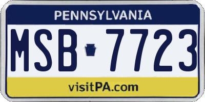 PA license plate MSB7723