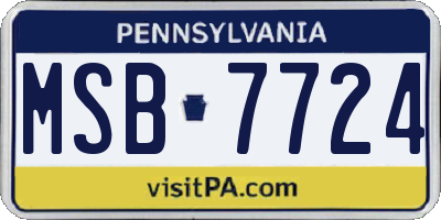 PA license plate MSB7724