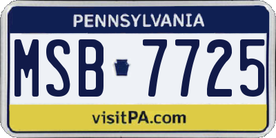 PA license plate MSB7725
