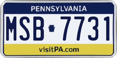 PA license plate MSB7731