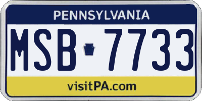 PA license plate MSB7733