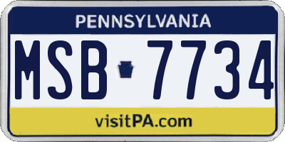 PA license plate MSB7734