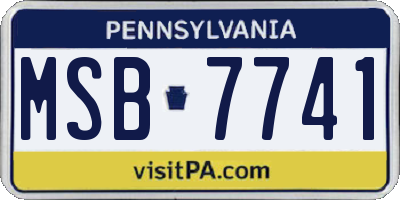 PA license plate MSB7741