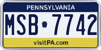 PA license plate MSB7742