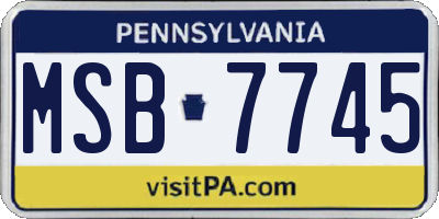 PA license plate MSB7745