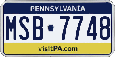 PA license plate MSB7748