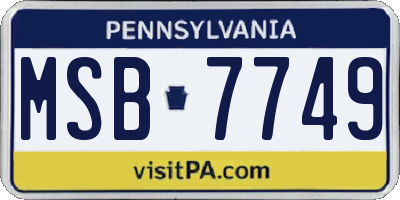 PA license plate MSB7749