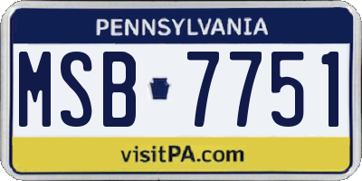 PA license plate MSB7751