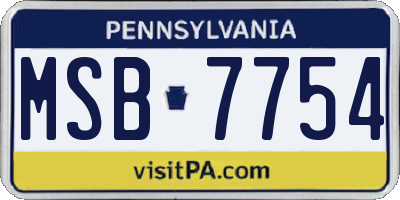PA license plate MSB7754