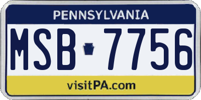 PA license plate MSB7756