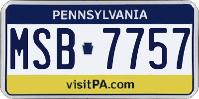 PA license plate MSB7757