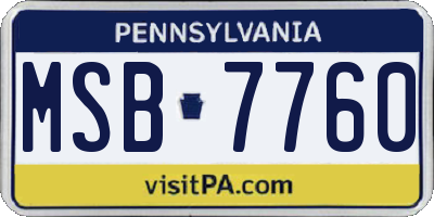 PA license plate MSB7760