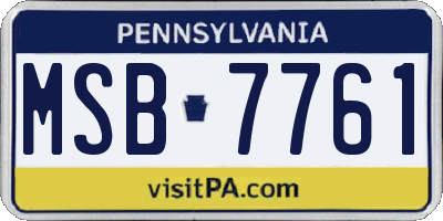 PA license plate MSB7761