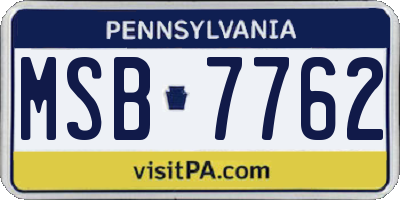 PA license plate MSB7762