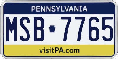 PA license plate MSB7765