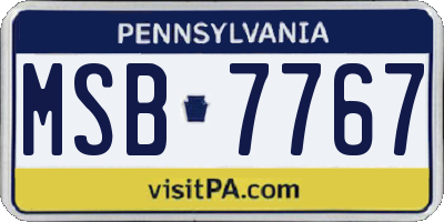 PA license plate MSB7767