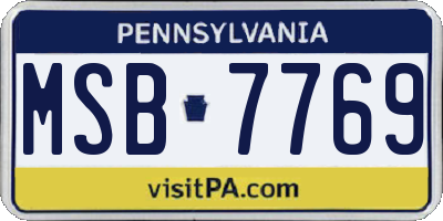 PA license plate MSB7769