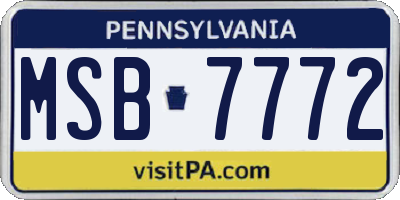PA license plate MSB7772