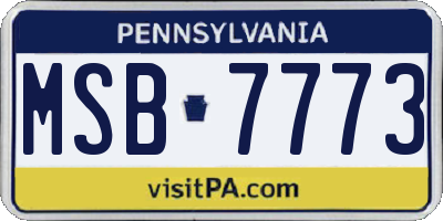 PA license plate MSB7773