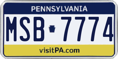 PA license plate MSB7774