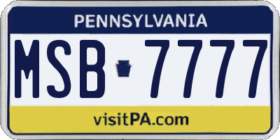 PA license plate MSB7777