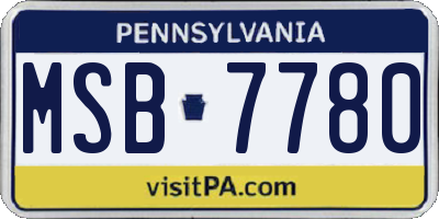PA license plate MSB7780