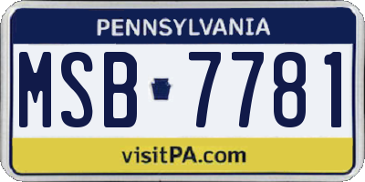 PA license plate MSB7781