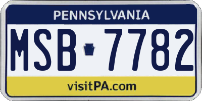 PA license plate MSB7782